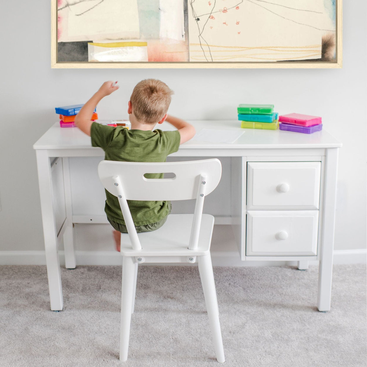 2454-002 : Furniture Large 2 Drawer Desk, White