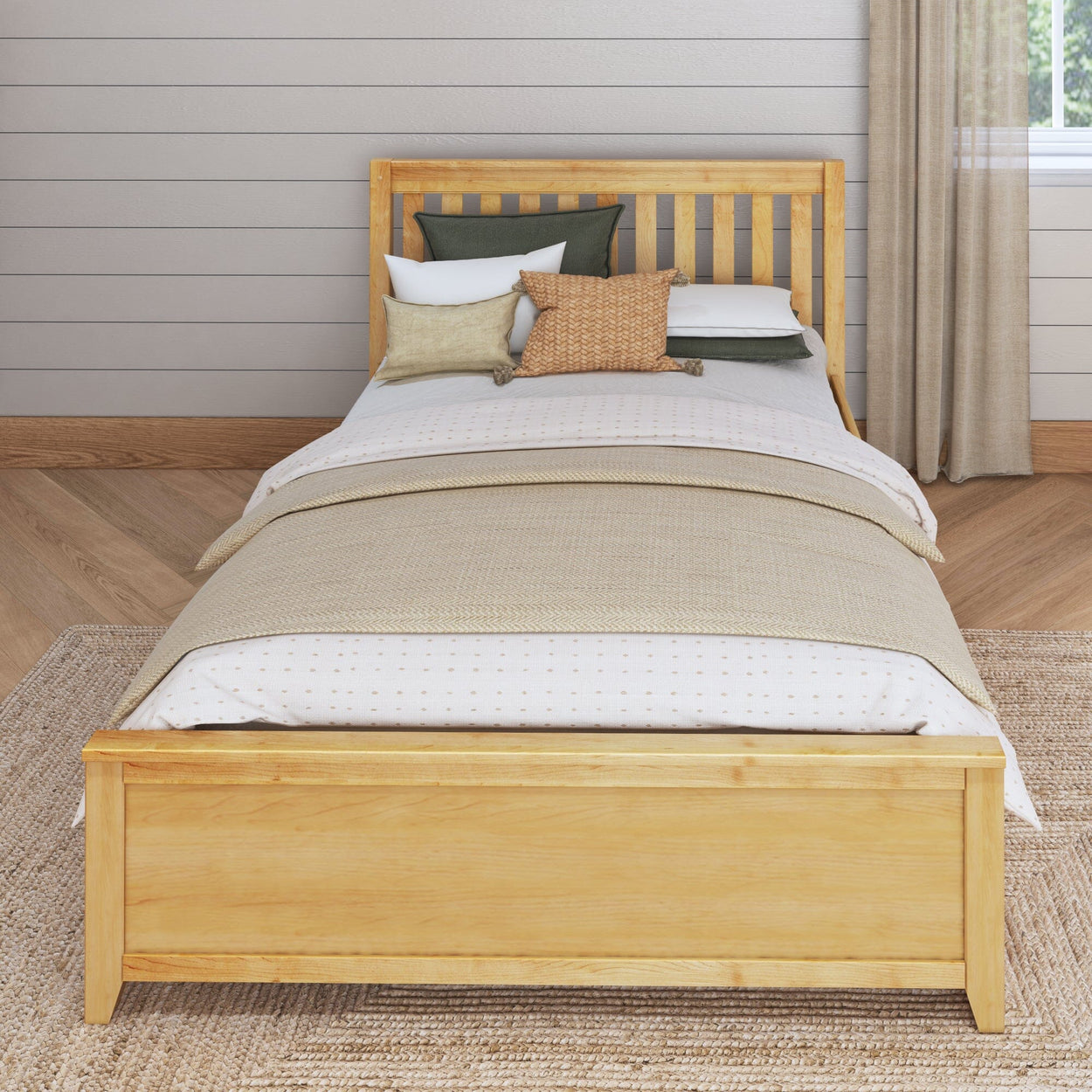 3160 XL UU NS : Kids Beds Queen Traditional Bed with Underbed Dresser, Slat, Natural