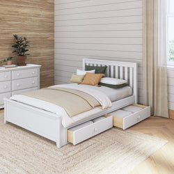 3160 XL UU WS : Kids Beds Queen Traditional Bed with Underbed Dresser, Slat, White