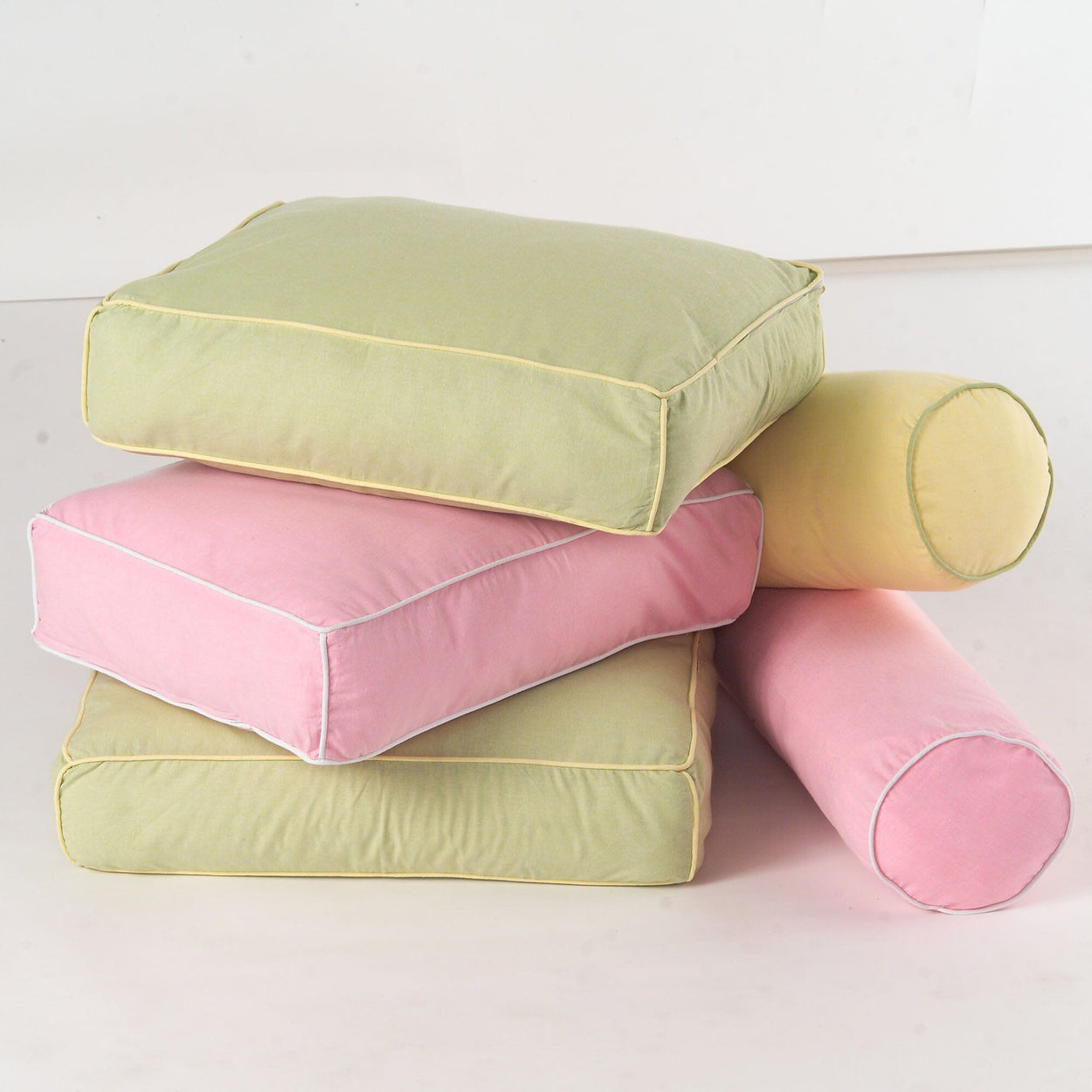 3730-023 : Accessories Bolster Covers (set of 2), Soft Pink + White