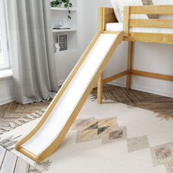 AWESOME XL NP : Play Loft Beds Twin XL Mid Loft Bed with Slide and Straight Ladder on Front, Panel, Natural