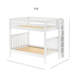 BUFF 1 WS : Classic Bunk Beds High Bunk w/ Straight Ladder on End, Slat, White