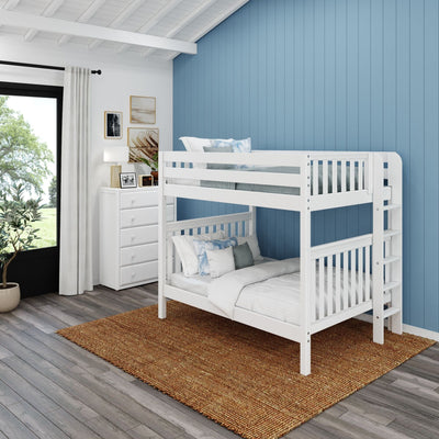 BUFF XL 1 WS : Classic Bunk Beds High Bunk XL w/ Straight Ladder on End (Low/High), Slat, White