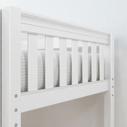 BULKY12 XL WS : Study Loft Beds Full XL High Loft Bed with Long Desk & Narrow 3-Drawer Dresser, Slat, White