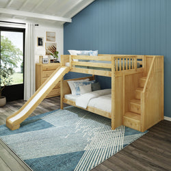 CELEBRATE XL NP : Play Bunk Beds Full XL Medium Bunk Bed with Stairs + Slide, Panel, Natural