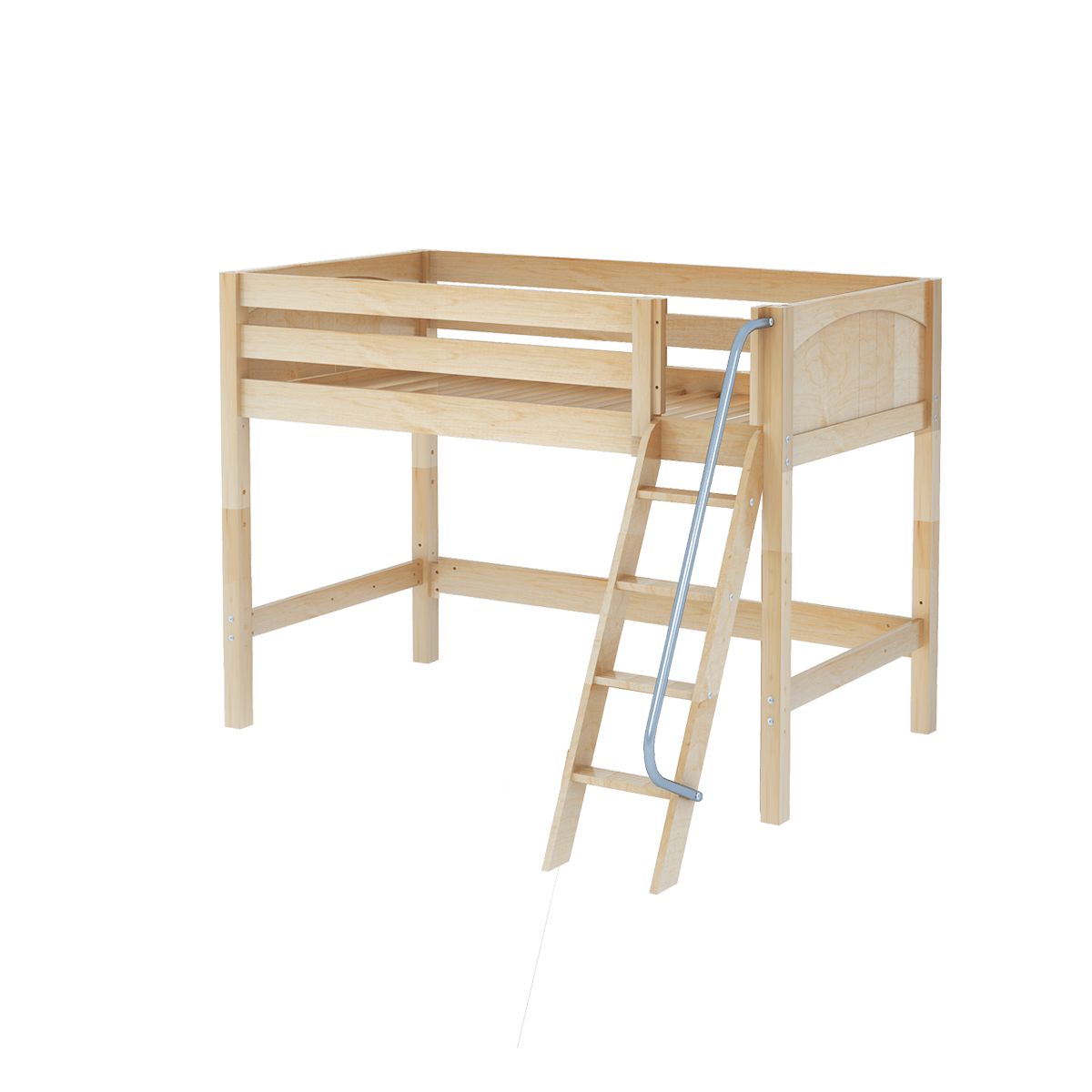 CHAP NP : Standard Loft Beds Twin Mid Loft Bed with Angled Ladder on Front, Panel, Natural