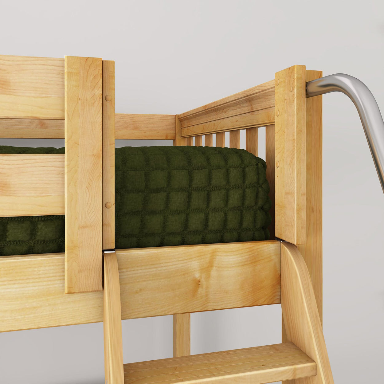 CHAP NS : Standard Loft Beds Twin Mid Loft Bed with Angled Ladder on Front, Slat, Natural