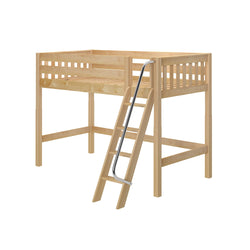 CHAP XL NS : Loft Bed Twin XL Mid Loft Bed with Angled Ladder on Front, Slat, Natural