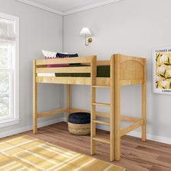 CHIP NP : Standard Loft Beds Twin Mid Loft Bed with Straight Ladder on Front, Panel, Natural