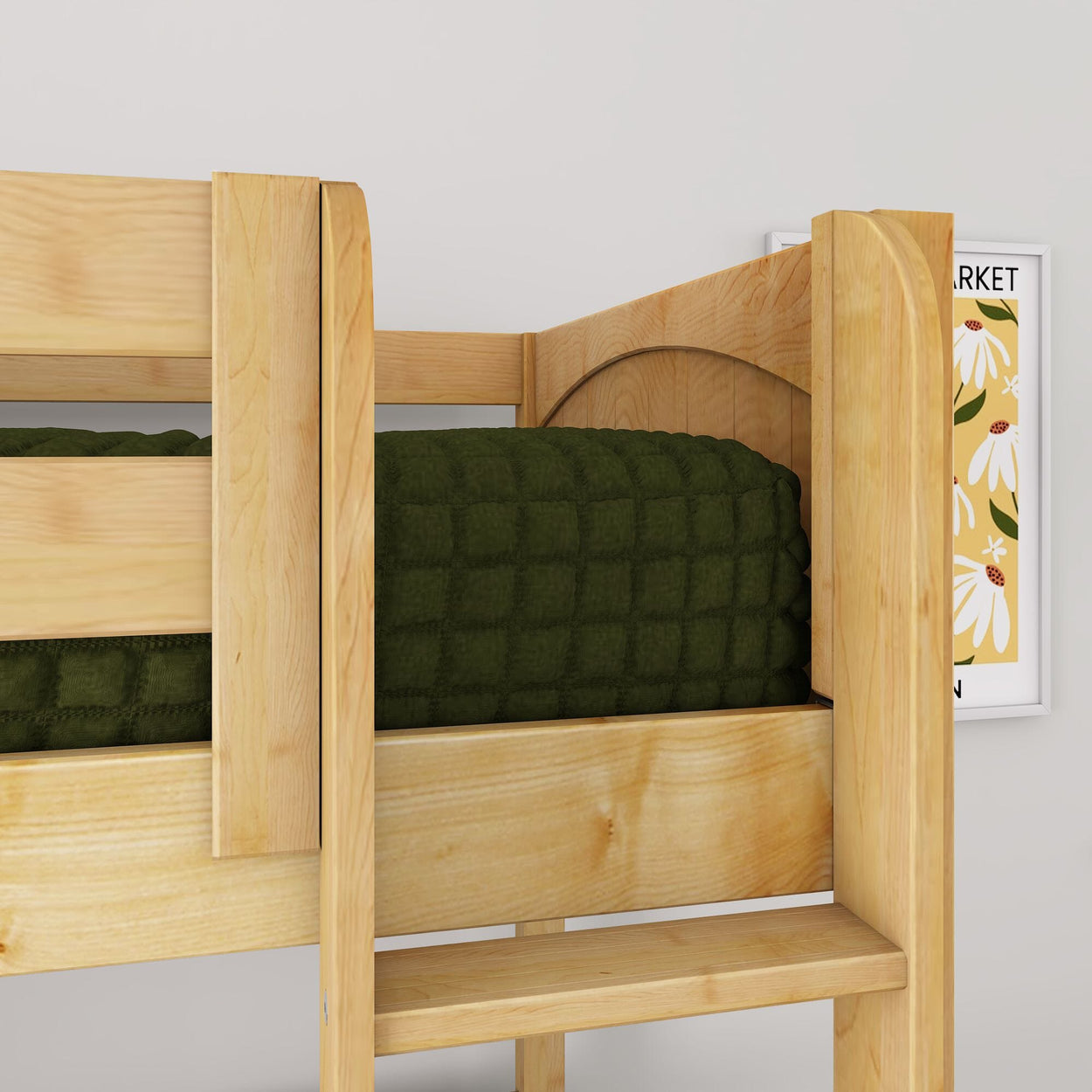 CHIP NP : Standard Loft Beds Twin Mid Loft Bed with Straight Ladder on Front, Panel, Natural