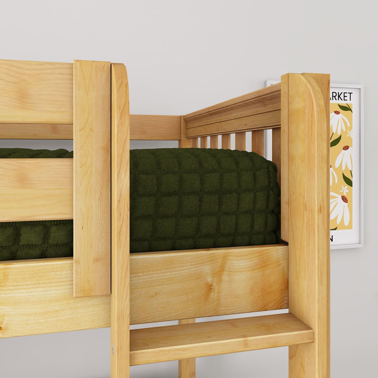 CHIP NS : Standard Loft Beds Twin Mid Loft Bed with Straight Ladder on Front, Slat, Natural