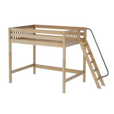 CHUNKY NS : Standard Loft Beds Full High Loft Bed with Angled Ladder on End, Slat, Natural