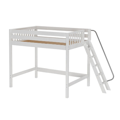 CHUNKY WS : Loft Bed Full High Loft Bed with Angled Ladder on End, Slat, White