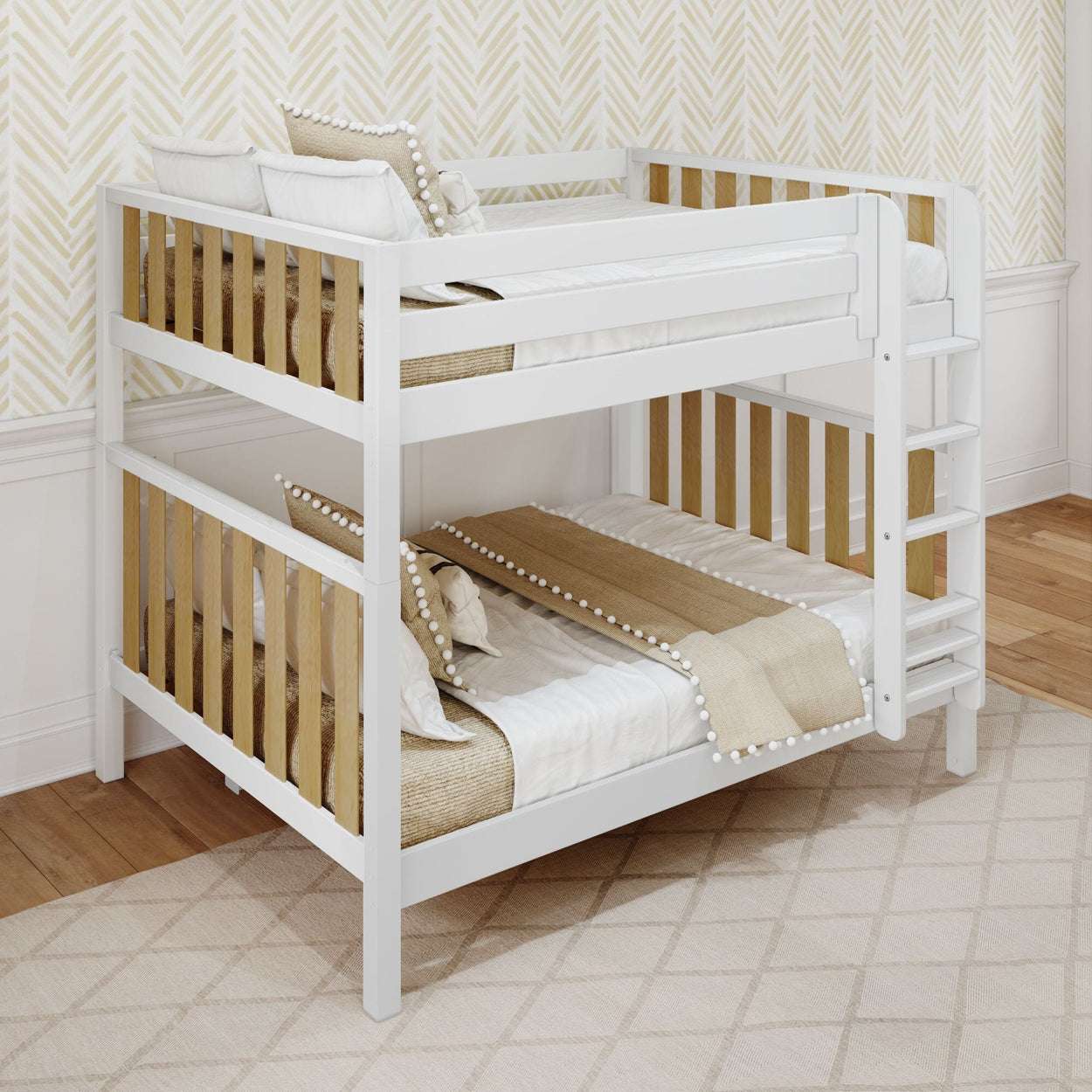 CLUNK XL MWS : Classic Bunk Beds Modern Queen High Bunk Bed with Straight Ladder on Front