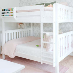 CLUNK XL WS : Bunk Bed Queen High Bunk Bed with Straight Ladder on Front, Slat, White