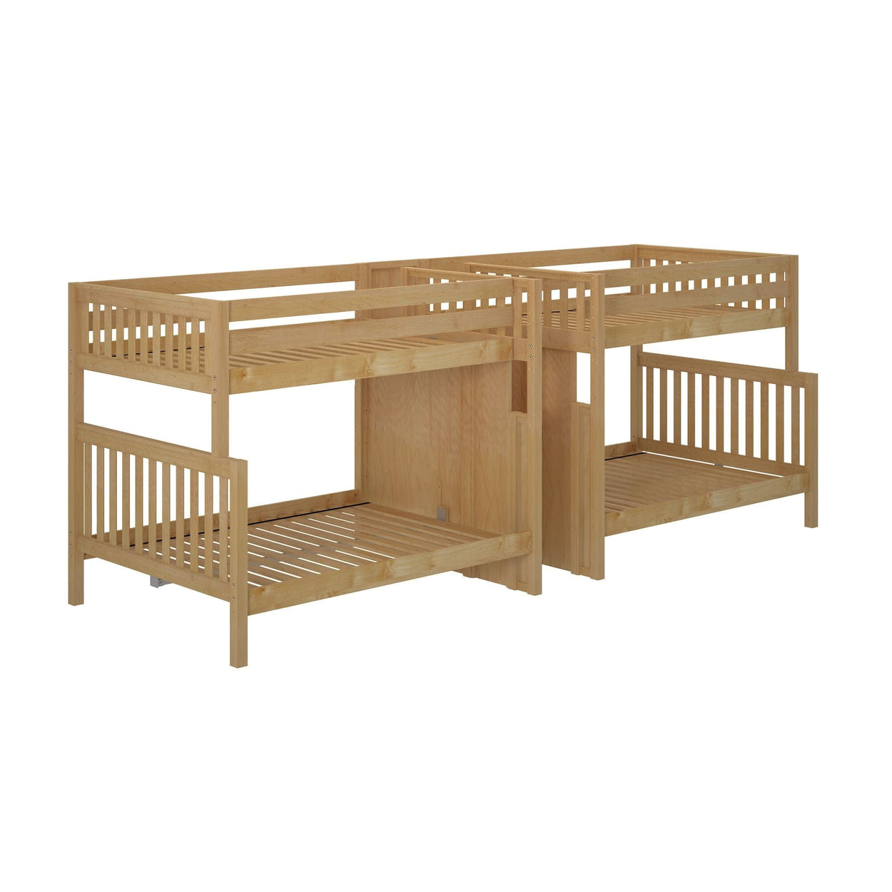 COSMOS XL NS : Multiple Bunk Beds High Full XL over Queen Quadruple Bunk Bed with Stairs, Slat, Natural