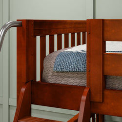 CROSS CS : Multiple Bunk Beds Full + Twin Medium Corner Bunk with Angled and Straight Ladder, Slat, Chestnut