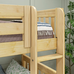 CROSS NS : Multiple Bunk Beds Full + Twin Medium Corner Bunk with Angled and Straight Ladder, Slat, Natural