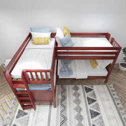 CRUX 1 CP : Multiple Bunk Beds Twin Medium Corner Bunk with Straight Ladders on End, Panel, Chestnut