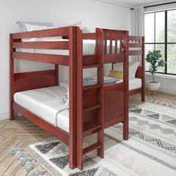 CRUX 1 CP : Quad Corner Bunk Twin Medium Corner Bunk with Straight Ladders on End, Panel, Chestnut