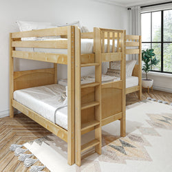 CRUX 1 NP : Quad Corner Bunk Twin Medium Corner Bunk with Straight Ladders on Ends, Panel, Natural