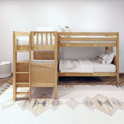 CRUX 1 NP : Quad Corner Bunk Twin Medium Corner Bunk with Straight Ladders on Ends, Panel, Natural