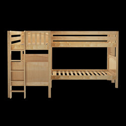 CRUX 1 NP : Multiple Bunk Beds Twin Medium Corner Bunk with Straight Ladders on Ends, Panel, Natural