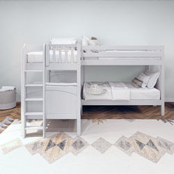 CRUX 1 WP : Quad Corner Bunk Twin Medium Corner Bunk with Straight Ladders on Ends, Panel, White