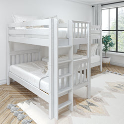 CRUX 1 WS : Multiple Bunk Beds Twin Medium Corner Bunk with Straight Ladders on Ends, Slat, White