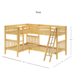 CRUX NS : Multiple Bunk Beds Twin Medium Corner Bunk Bed, Slat, Natural