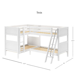 CRUX WP : Multiple Bunk Beds Twin Medium Corner Bunk Bed, Panel, White