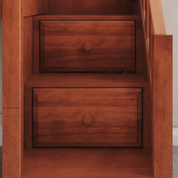 DELICIOUS CP : Loft Bed Twin Low Loft Bed with Stairs + Slide, Panel, Chestnut