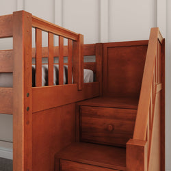 DELICIOUS CS : Play Loft Beds Twin Low Loft Bed with Stairs + Slide, Slat, Chestnut