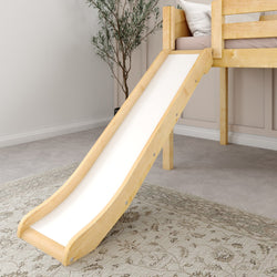 DELICIOUS NP : Play Loft Beds Twin Low Loft Bed with Stairs + Slide, Panel, Natural