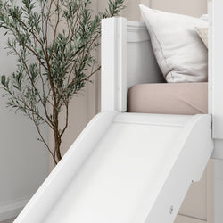 DELICIOUS WC : Play Loft Beds Twin Low Loft Bed with Stairs + Slide, Curved, White