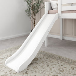 DELICIOUS WC : Loft Bed Twin Low Loft Bed with Stairs + Slide, Curved, White