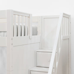 DELICIOUS WS : Loft Bed Twin Low Loft Bed with Stairs + Slide, Slat, White