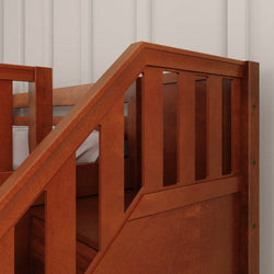 DELICIOUS XL CP : Play Loft Beds Twin XL Low Loft Bed with Stairs + Slide, Panel, Chestnut