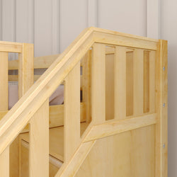 DELICIOUS XL NP : Play Loft Beds Twin XL Low Loft Bed with Stairs + Slide, Panel, Natural