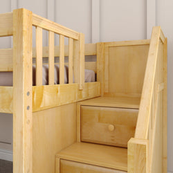 DELICIOUS XL NP : Play Loft Beds Twin XL Low Loft Bed with Stairs + Slide, Panel, Natural