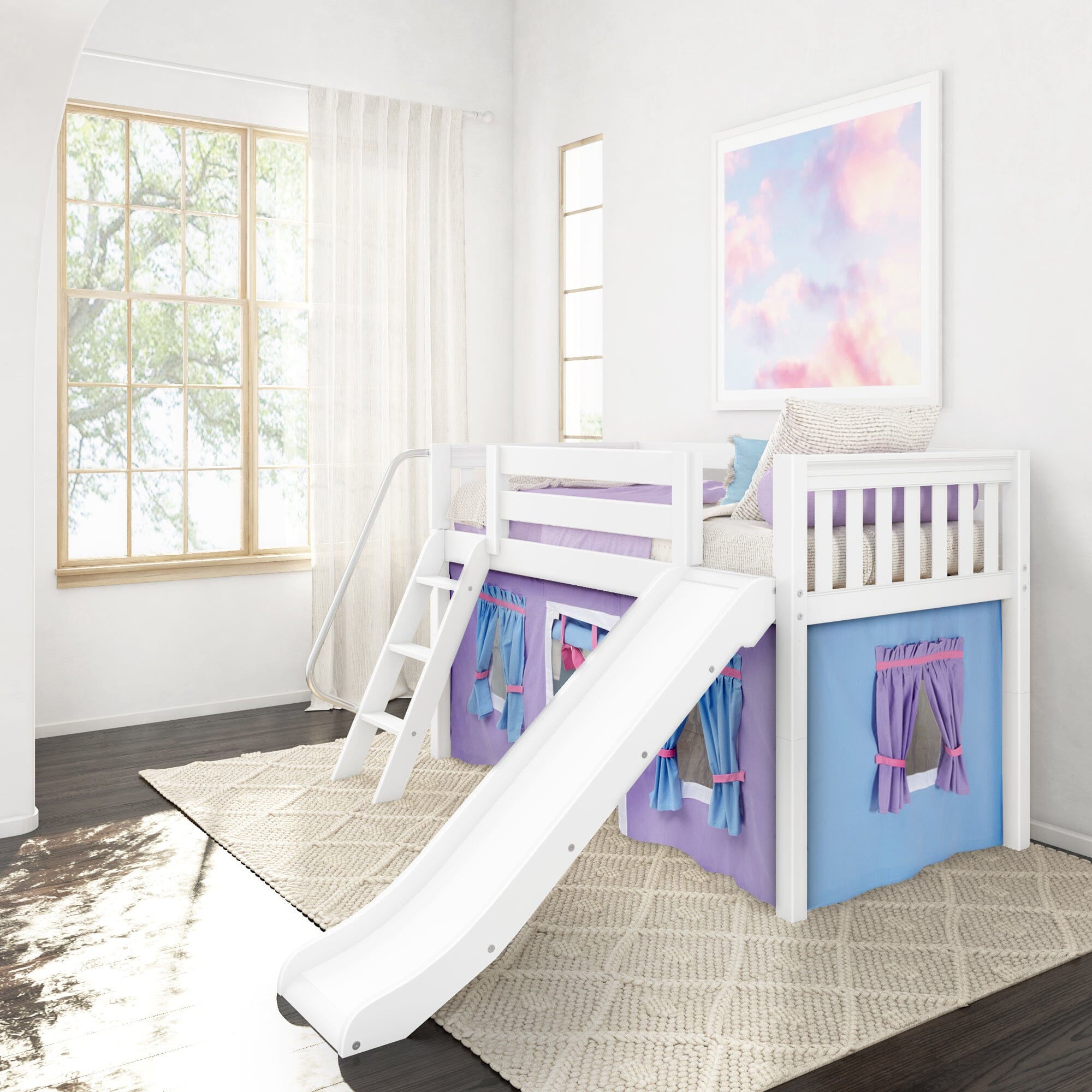 Twin fashion size loft bed with slide