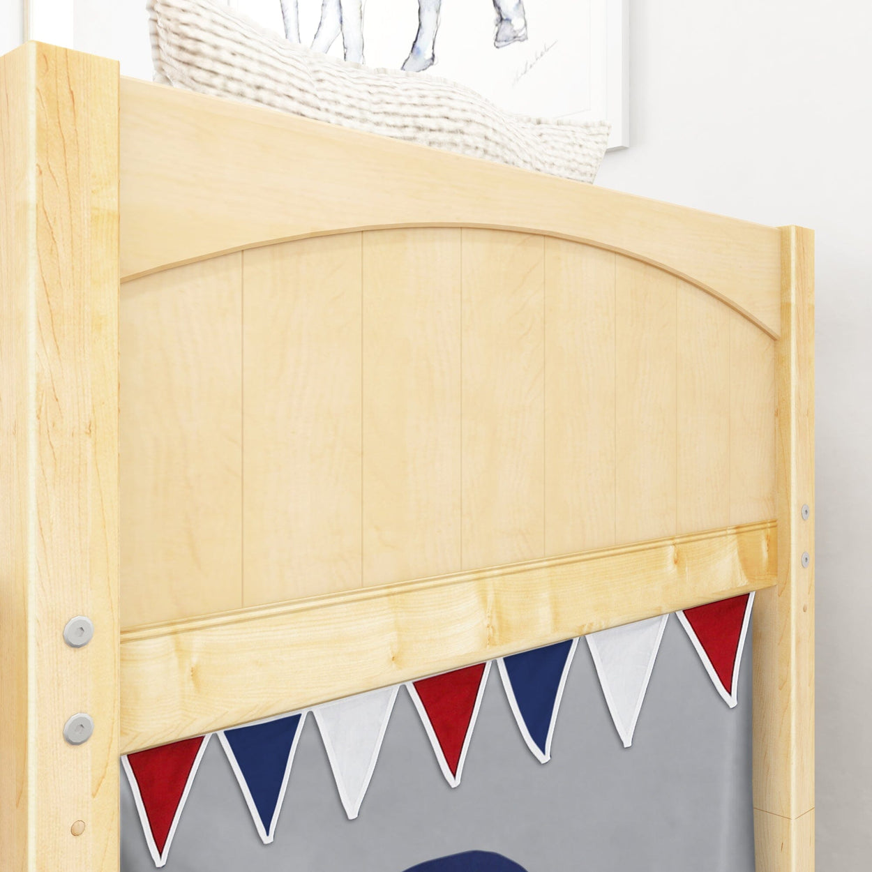 DEN44 NP : Loft Bed Twin Low Loft Bed with Angled Ladder, Curtain + Slide, Panel, Natural