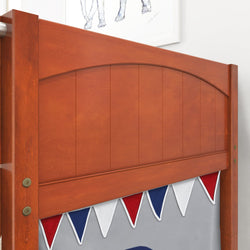 EASY RIDER44 CP : Play Loft Beds Twin Low Loft Bed with Angled Ladder + Curtain, Panel, Chestnut