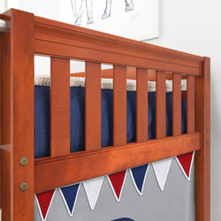 EASY RIDER44 CS : Loft Bed Twin Low Loft Bed with Angled Ladder + Curtain, Slat, Chestnut