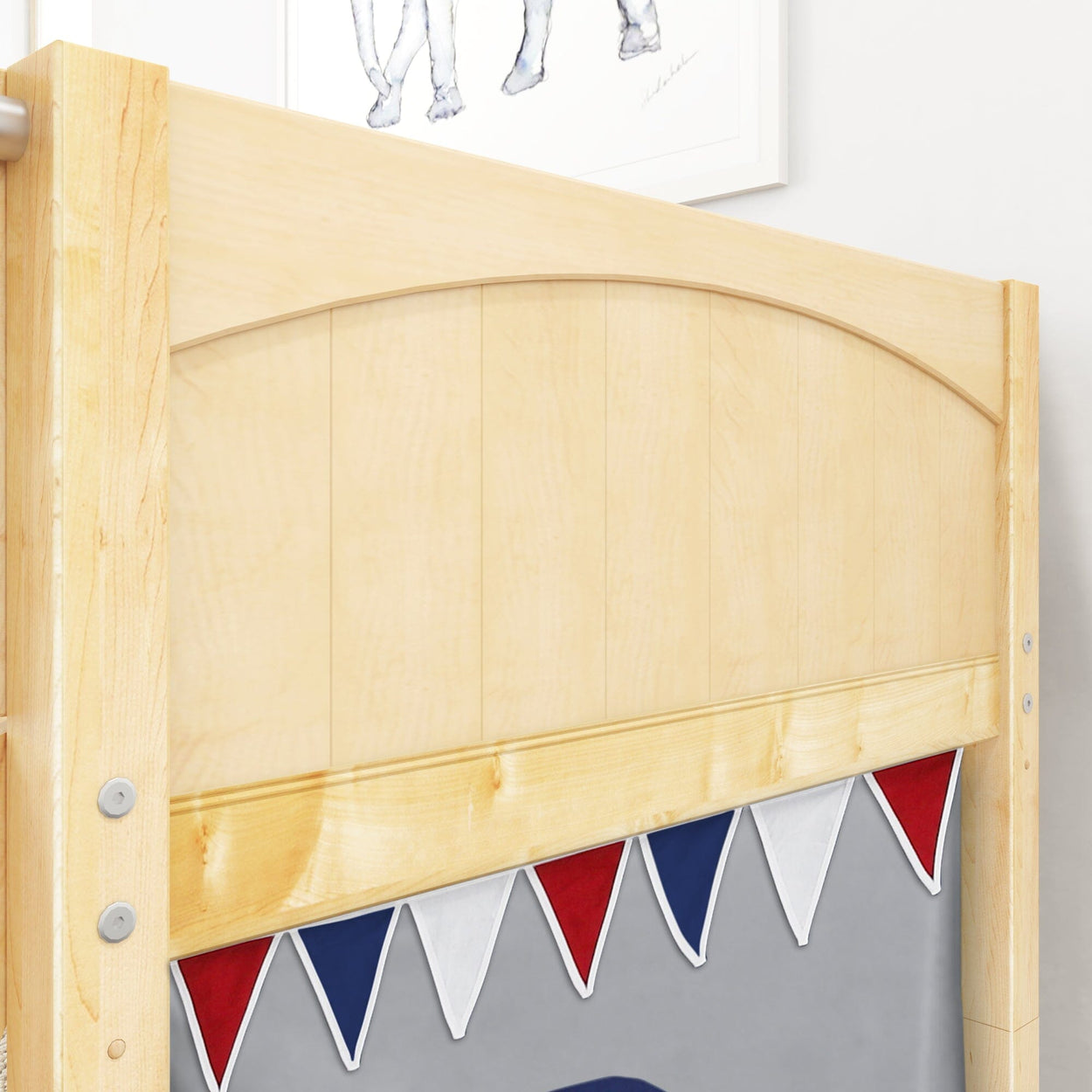 EASY RIDER44 NP : Loft Bed Twin Low Loft Bed with Angled Ladder + Curtain, Panel, Natural