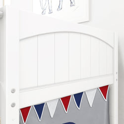 EASY RIDER44 WP : Loft Bed Twin Low Loft Bed with Angled Ladder + Curtain, Panel, White