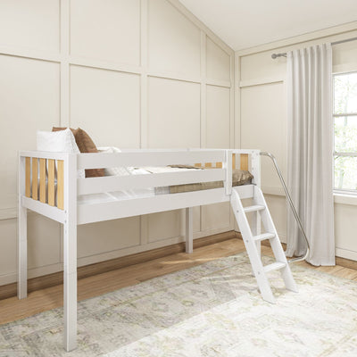 EASY RIDER MWS : Loft Bed Modern Twin Low Loft Bed with Angled Ladder on Front