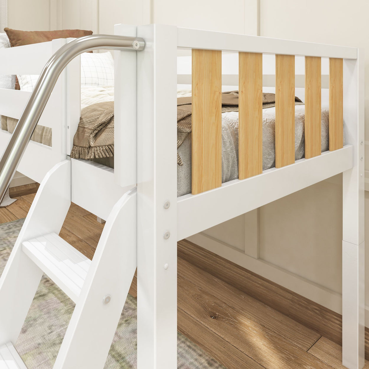 EASY RIDER MWS : Loft Bed Modern Twin Low Loft Bed with Angled Ladder on Front