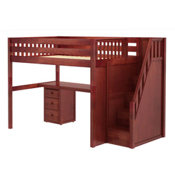 ENORMOUS12 XL CS : Study Loft Beds Full XL High Loft Bed with Stairs + Desk, Slat, Chestnut