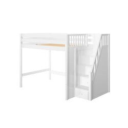 ENORMOUS WP : Standard Loft Beds Full High Loft Bed with Stairs, Panel, White